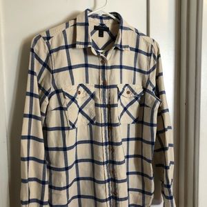 J Crew Blue + White Flannel